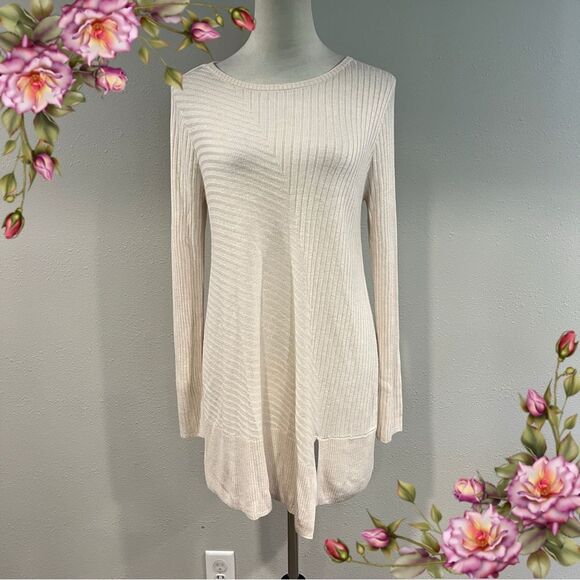 Clearance!!! Apt 9 Cream Ribbed Knit long sleeve Sweater size medium - Picture 1 of 12